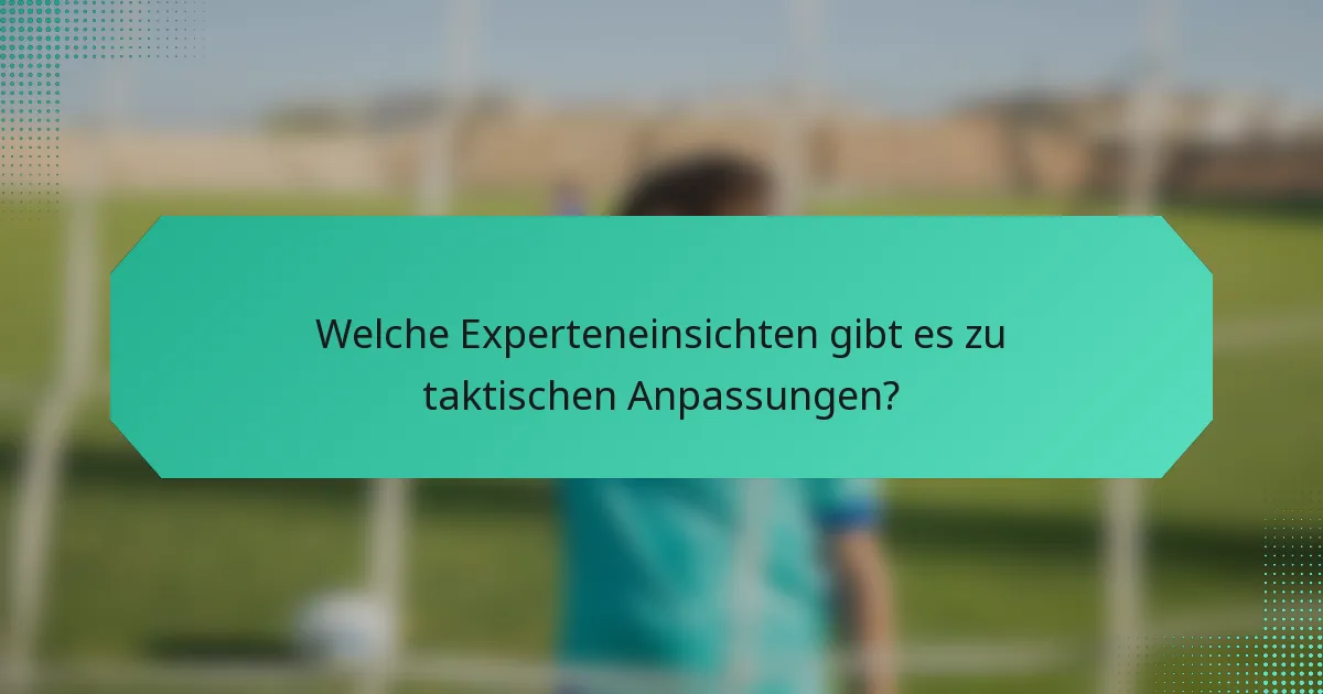 Welche Experteneinsichten gibt es zu taktischen Anpassungen?